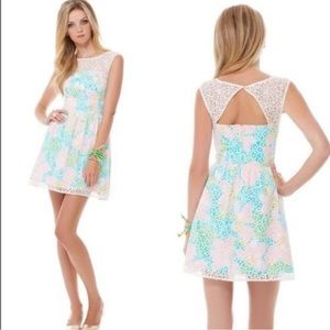 Lilly Pulitzer Morrison Lace Overlay Dress Size 6 Floral Easter Preppy Spring